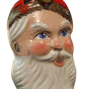 Chalkware Santa Head Ornament