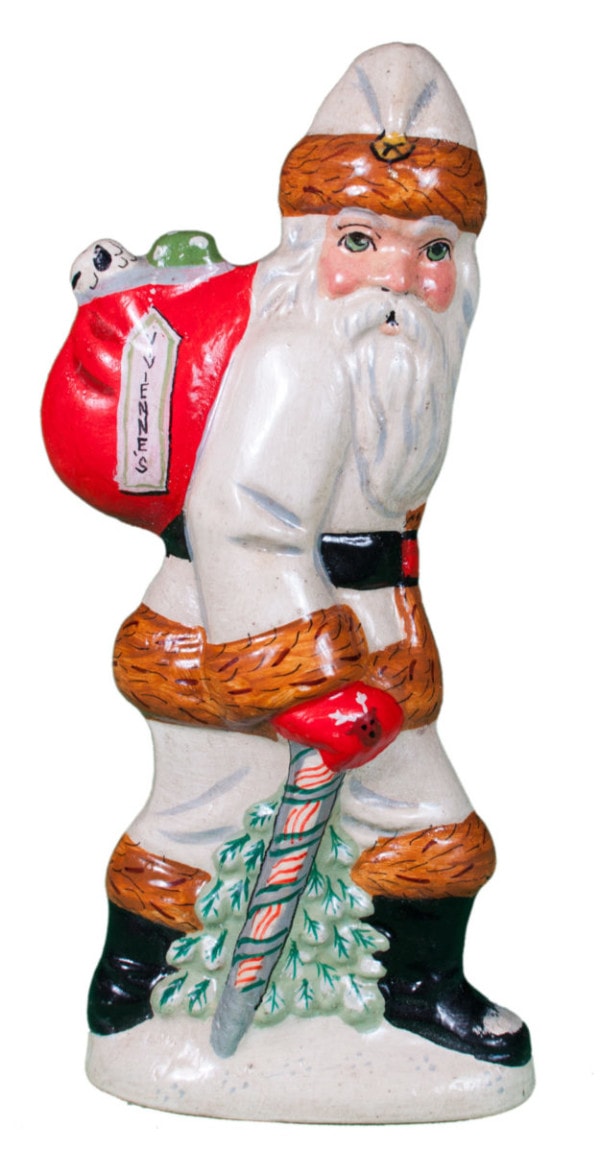 Viviennes Anniversary Father Christmas with Glass Cane