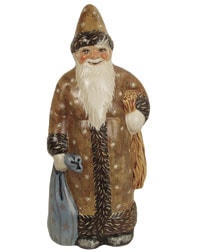Brown Father Christmas with Blue Sack