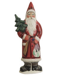 Red Father Christmas Carrying Tree