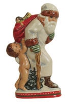 White Father Christmas with Angel Holding Sack