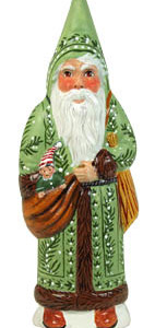 One of a Kind Green Father Chjristmas with toys in sack
