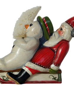 Snowman on Sled with Santa
