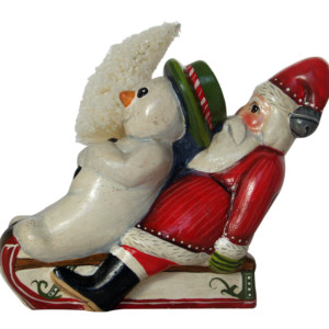 Snowman on Sled with Santa