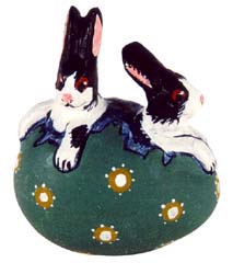 Two Rabbits in Teal Egg