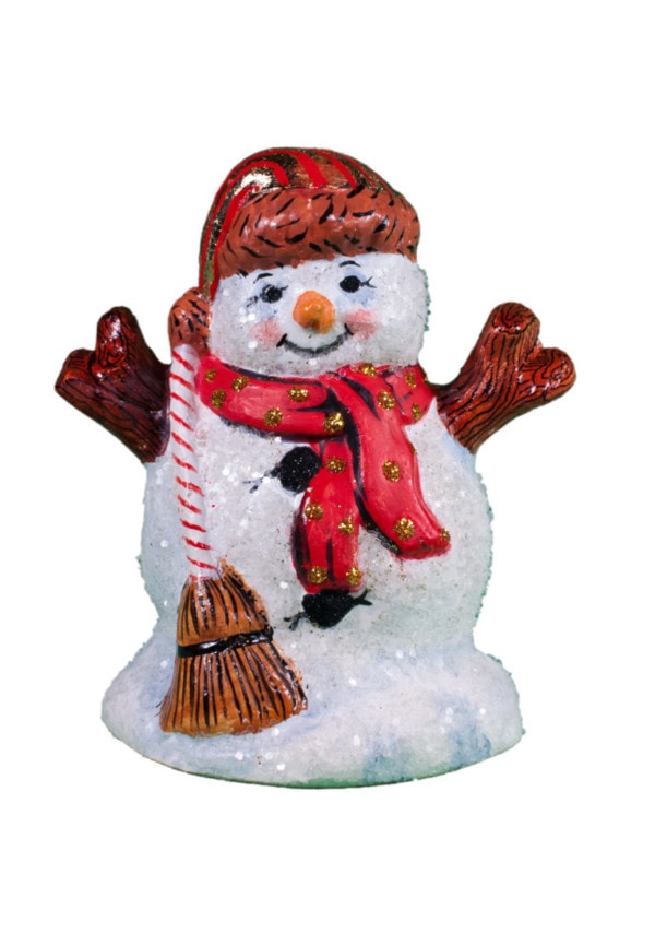 Glittered Snowman with Broom