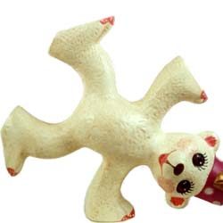 Acrobat Bear White with Pink Fez
