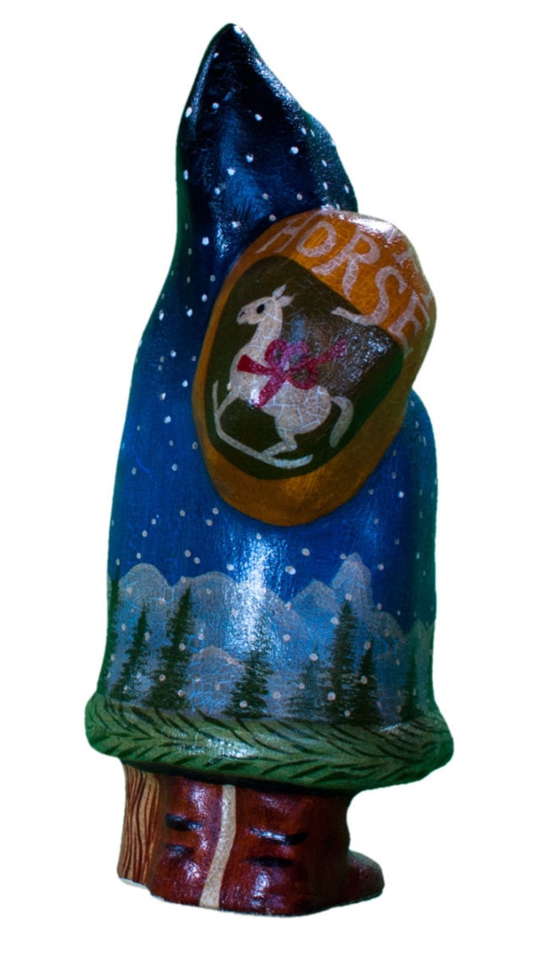 Blue Father Christmas with Gift Horse Sack