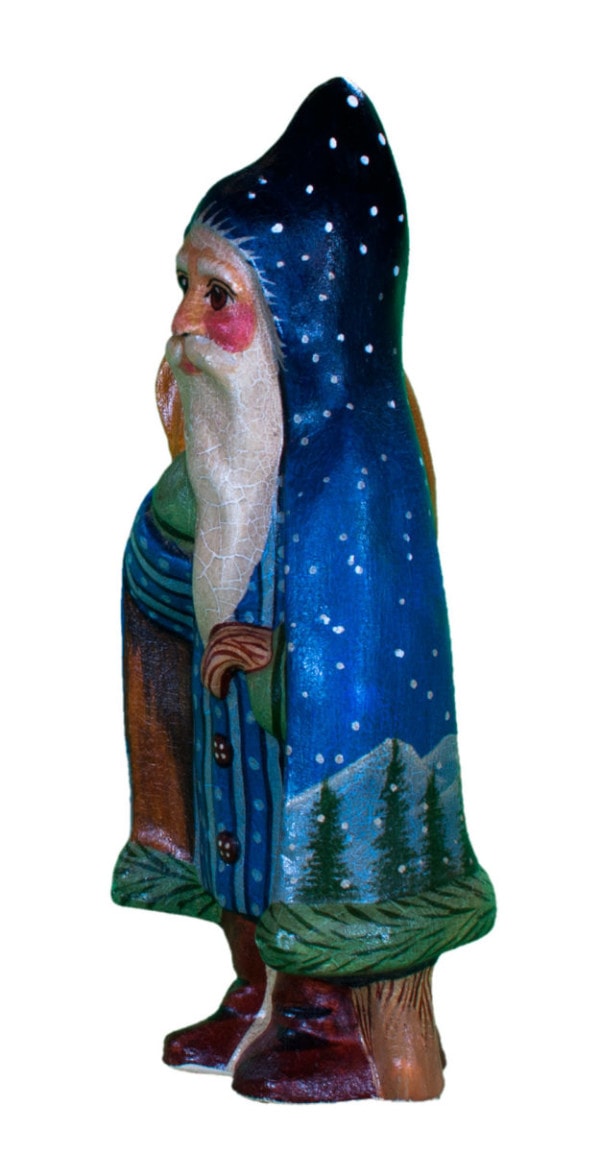 Blue Father Christmas with Gift Horse Sack
