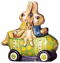 3 Bunnies in Egg Car