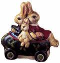 Three Bunnies in Christmas Egg Car