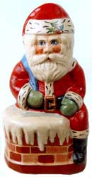 Custom Red Father Christmas in Chimney for Curio Cabnet