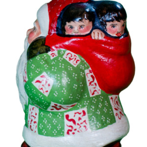 Fat Santa with Quilted Coat and 3 Children in Sack