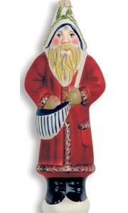 Red Father Christmas with white hood