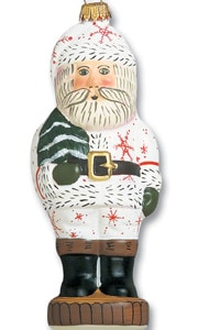 White Santa with red snowflake on suit