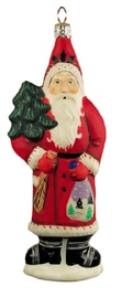 Red Father Christmas Holding Tree