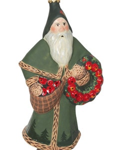 Santa with wreath ORNAMENT Colonial Williamsburg