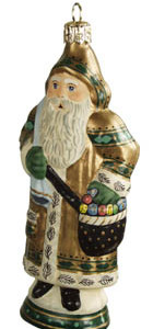 Gold Father Christmas with Ornaments in Sack
