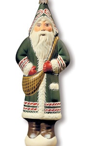 Green Father Christmas with candy cane
