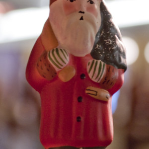 Mini red Father Christmas with tree (hanger)