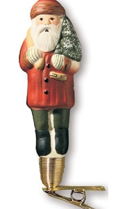 Mini red Father Christmas with tree (clip)