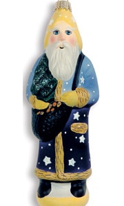 Blue Father Christmas with yellow stars