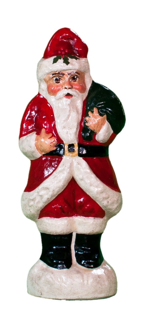 Santa with Toy Bag and Holly on Hat