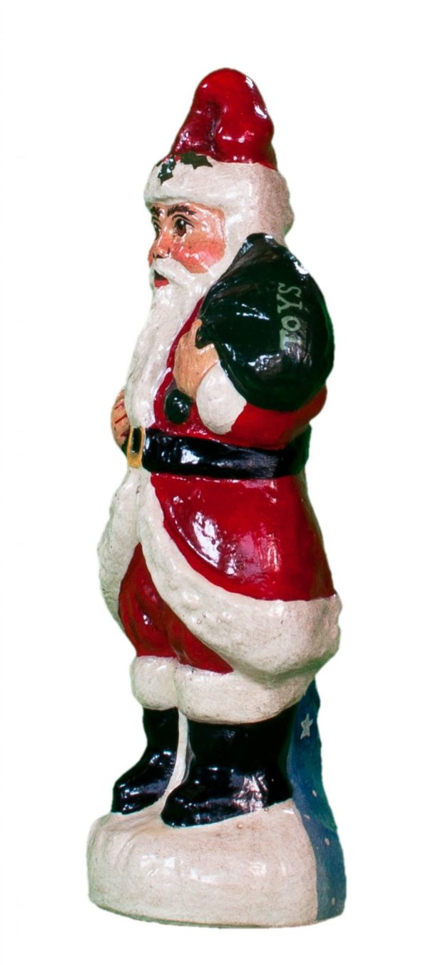 Santa with Toy Bag and Holly on Hat