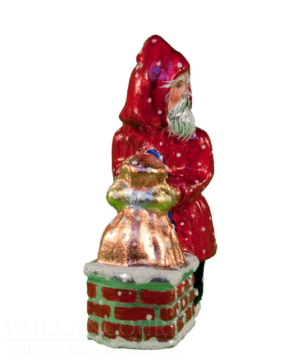 Glimmer Santa Putting Sack in Chimney