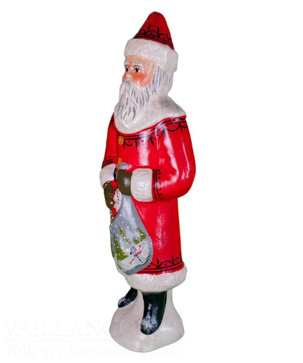 Red Father Christmas with Snowman in Sack