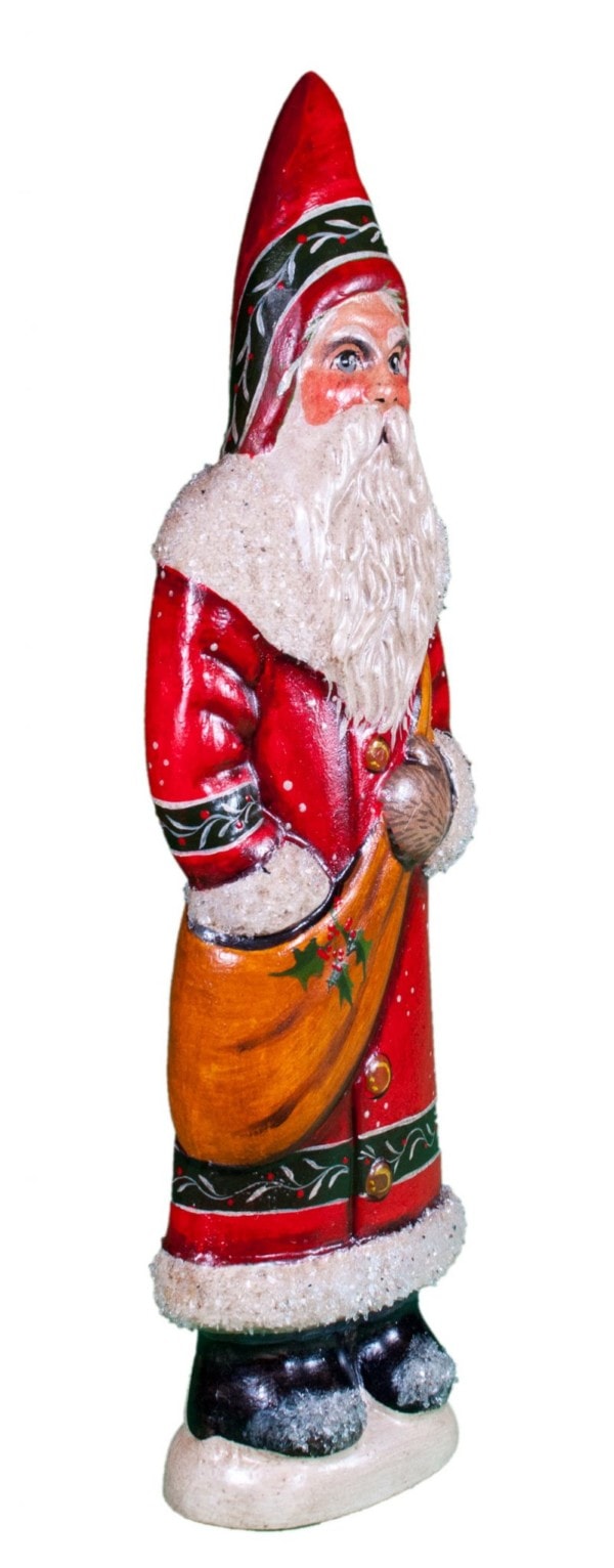 Father Christmas in Red and Green Banded Coat