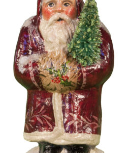 Small Maroon Father Christmas with Tree