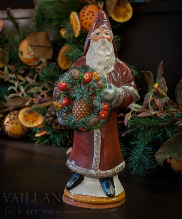 Red Santa with Pineapple Wreath