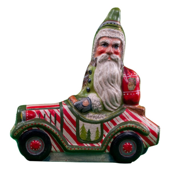Santa in Candy Cane Car