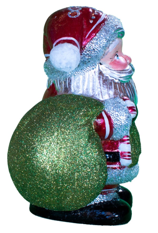 Round Glimmer Santa with Fuzzy Teddy