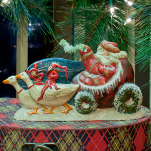 Santa in Christmas Pudding Cart