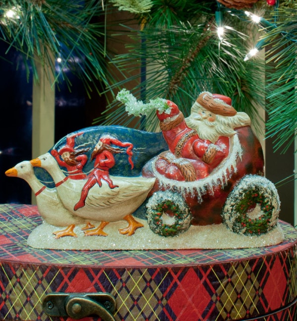 Santa in Christmas Pudding Cart