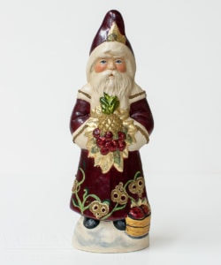 Santa in Burgundy Floral Coat