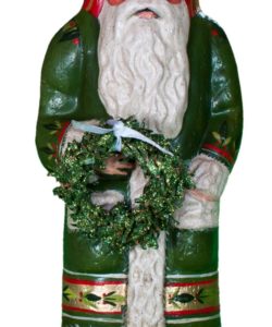 Green Santa with Gold Wreath