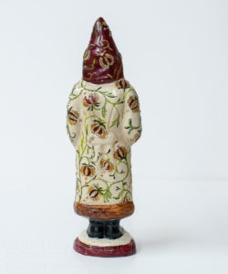 White Brocade Kissing Ball Santa