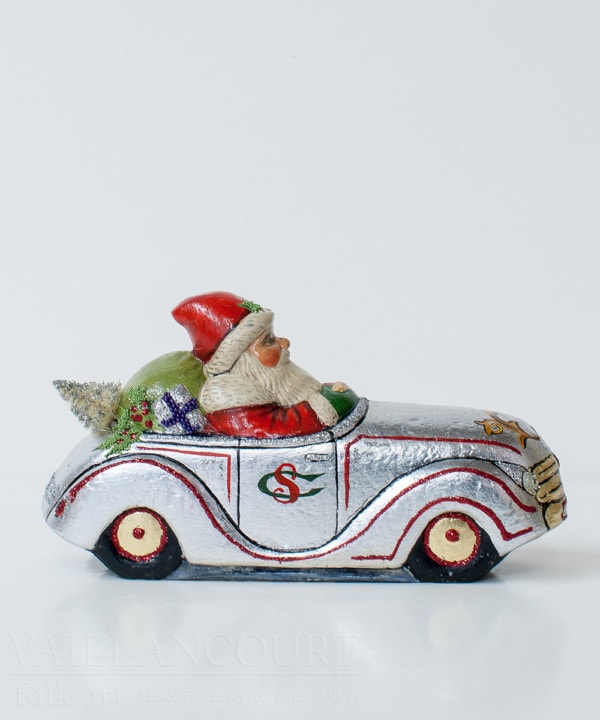 Santa in Silver Taxi