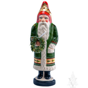 Green Santa with Gold Wreath
