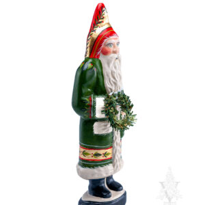 Green Santa with Gold Wreath