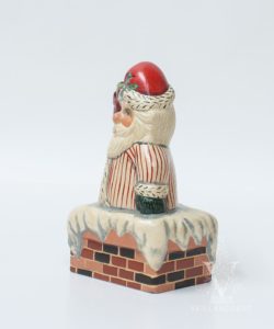 Striped Santa in Chimney With Present