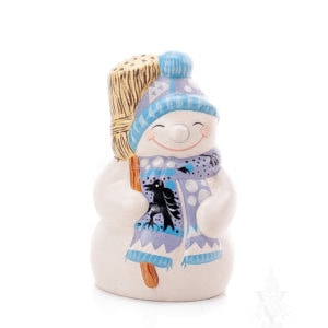Snowman with Blue Knit Hat