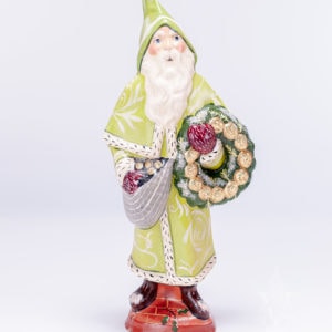 Father Christmas with Gold Apple Wreath