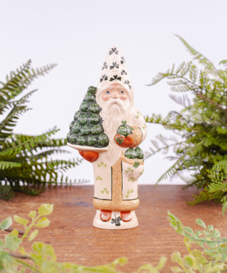 Folk Art Chalkware Belsnickle Santa/ Santa Helper from Chocolate Mold Green Coat   CUSTOM ORDER