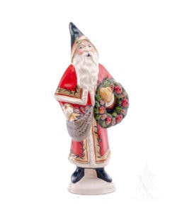Santa in Red with Colonial Wreath