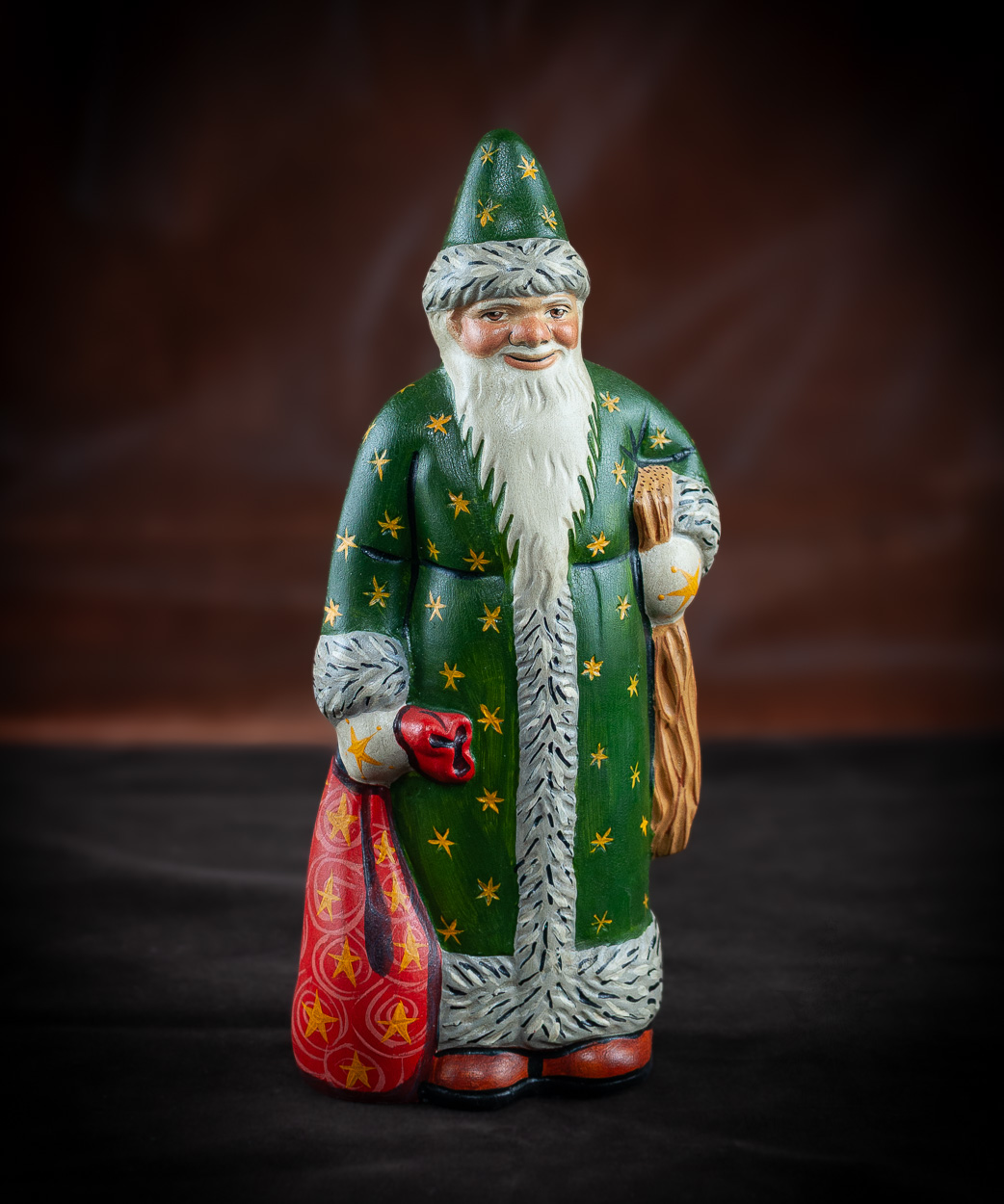 Old World Father Christmas with Green-Starred Coat