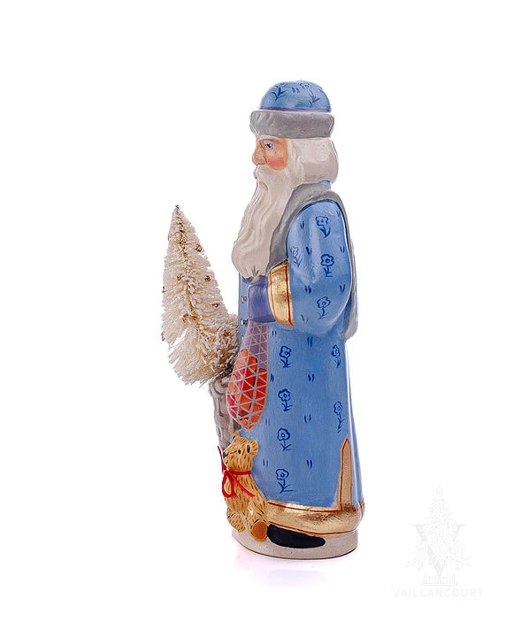 Old World Santa in Blue with Basket and Teddy